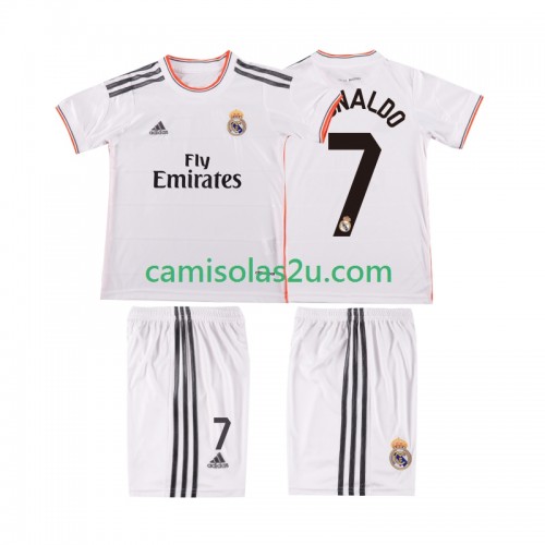 Camisolas de futebol Real Madrid Cristiano Ronaldo 7 2013 2014 Retro Criança Equipamento Principal Manga Curta Camisolas de futebol Real Madrid Cristiano Ronaldo 7 2013 2014 Retro Criança Equipamento Principal Manga Curta